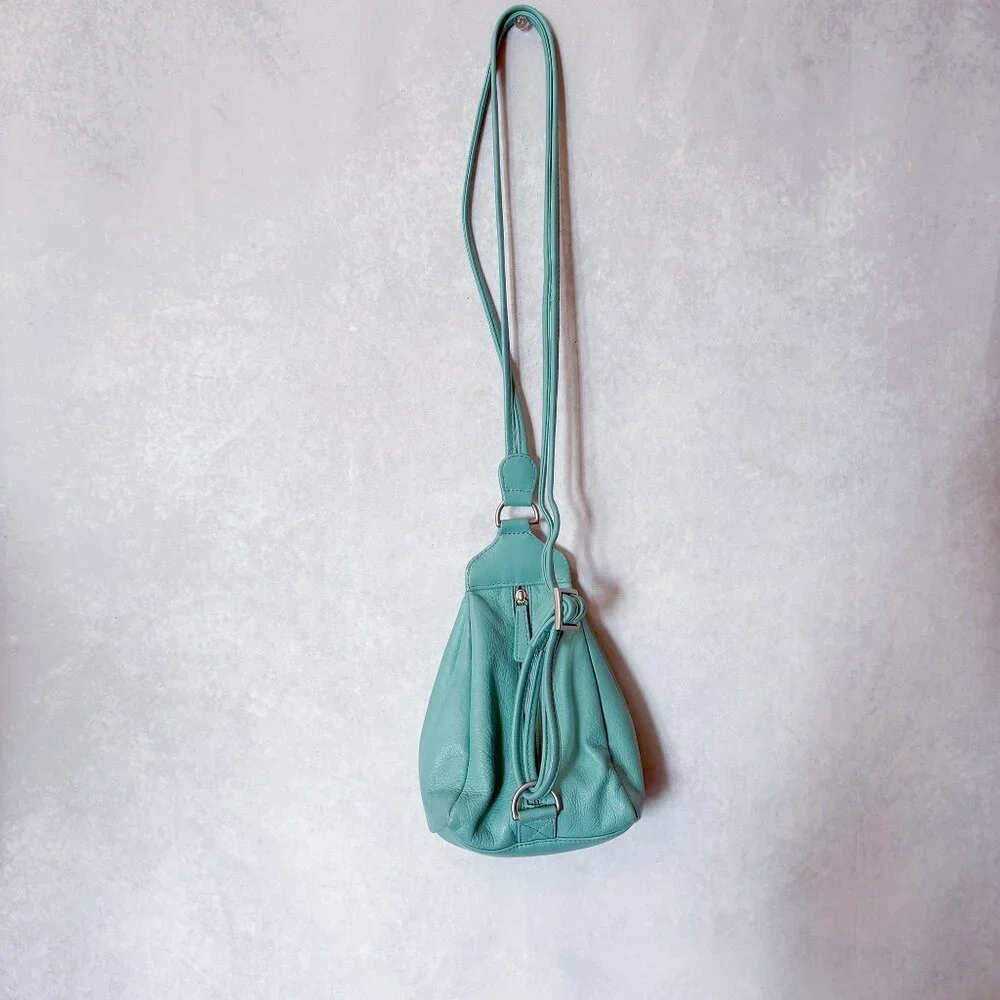 ILI New York & Toronto Leather Mini Backpack Light Green Small